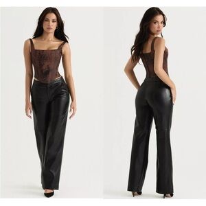 House of CB Black wide Straight Leg Pants size L NWT $195